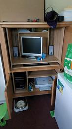 Eikenhouten computerkast/tv kast, Ophalen, Zo goed als nieuw, 70 tot 120 cm
