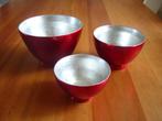 Decoratieve set van 3 rode schaaltjes, Kunststof, Schaal, Rond, Ophalen of Verzenden