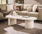 Salontafel ovaal wit marmer composiet, Ophalen, 100 tot 150 cm, Rond, 50 tot 100 cm