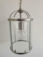 Hanglamp glas met mat RVS frame zo goed als nieuw, Ophalen of Verzenden, Zo goed als nieuw, Glas, Minder dan 50 cm