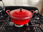 Nette gietijzeren Cousanges/Le Creuset pan 32cm, Koekenpan of Braadpan, Ophalen of Verzenden, Inductieplaat, Zo goed als nieuw