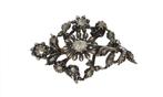 Tak diamanten bloem antieke hanger broche 14k goud zilver, Ophalen of Verzenden, Goud, Hanger, Met edelsteen