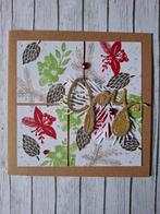 gestempelde kerstkaart, Joy, goudglitter op takken, Ophalen of Verzenden, Nieuw, Kerst