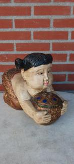 CHINEES AUTHENTIC HOUTEN BEELD VROUW MET BAL 38 CM LANG, Antiek en Kunst, Kunst | Beelden en Houtsnijwerken, Ophalen of Verzenden