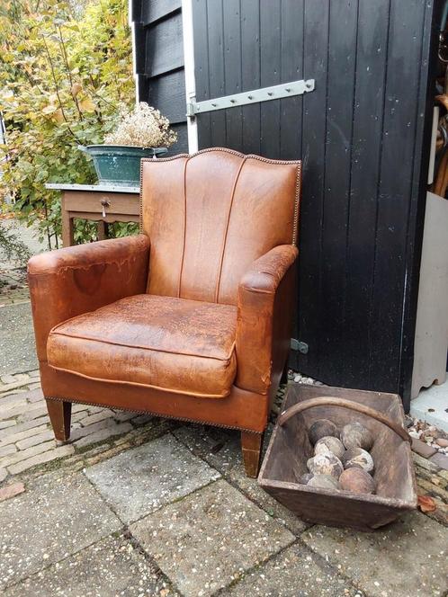 Schapenleren shabby fauteuil, Huis en Inrichting, Fauteuils, Gebruikt, 75 tot 100 cm, Ophalen