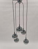 Vintage lamp metaal hanglamp glas metalen lampen verlichting, Ophalen, Gebruikt, 50 tot 75 cm, .
