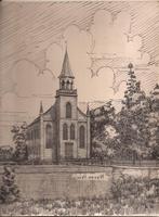 Nieuwe Pekela Kerk  tekening Sievers 50 / 60er jaren, Antiek en Kunst, Kunst | Tekeningen en Foto's, Ophalen of Verzenden