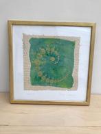 Kunstwerk, graancirkelkunst, goud op groen-geel, Ophalen of Verzenden