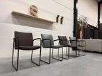 4 als nieuw Leolux Talos eetkamerstoelen bruin grijs stoel, Huis en Inrichting, Stoelen, Leolux, Overige kleuren, Nieuw, Ophalen of Verzenden