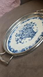 Westraven dienblad Delfts Royal porselein zilver tin rand, Antiek en Kunst, Ophalen of Verzenden