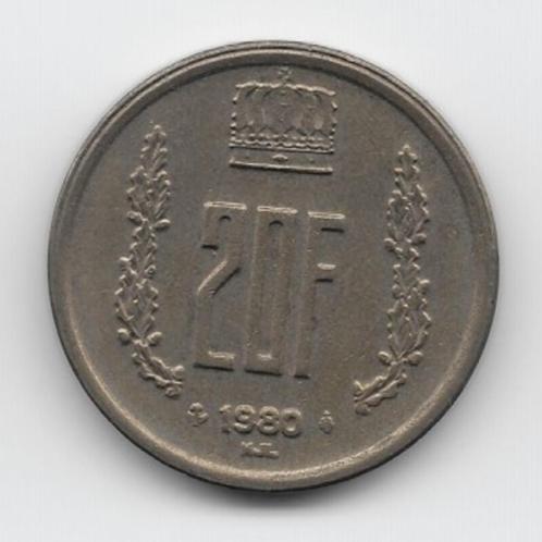 Luxemburg 20 francs 1980  KM# 58, Postzegels en Munten, Munten | Europa | Niet-Euromunten, Losse munt, Overige landen, Verzenden