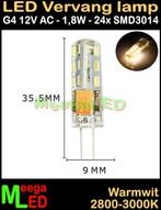 LED G4 LEDspot LEDlamp rond 24 SMD3014 - 12Vac - 1,8 Watt, Led-lamp, Minder dan 30 watt, Nieuw, Bipin of Steekvoet