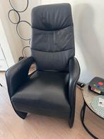 Relaxfauteuil zwart leer., Huis en Inrichting, Fauteuils, Ophalen, 75 tot 100 cm