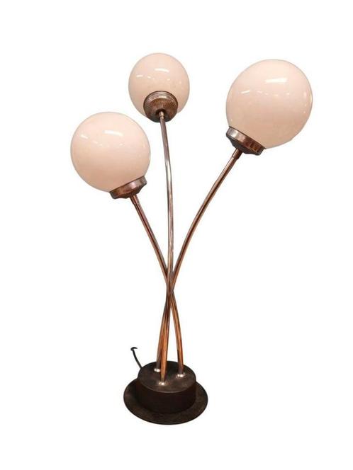 Vintage Bollenlamp Tafellamp Bureaulamp Lamp Bollen Chrome, Huis en Inrichting, Lampen | Tafellampen, Minder dan 50 cm, Metaal