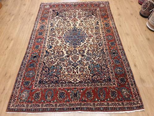 Vintage handgeknoopt oud perzisch tapijt isfahan 225x146, Huis en Inrichting, Stoffering | Tapijten en Kleden, Gebruikt, 100 tot 150 cm