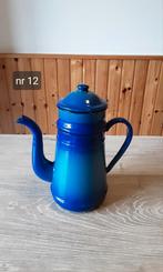 EMAILLE BLAUWE KOFFIEPOT MET FILTER., Antiek en Kunst, Antiek | Emaille, Ophalen of Verzenden
