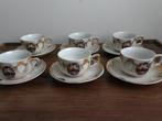Set kopjes schoteltjes fijn porselein bloemen Art deco, Ophalen of Verzenden