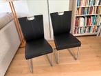 Twee zwarte eetkamerstoelen, Huis en Inrichting, Stoelen, Ophalen, Gebruikt, Zwart, Twee