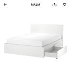 Ikea Malm bed, Huis en Inrichting, Slaapkamer | Bedden, Ophalen, Wit, Tweepersoons, 180 cm