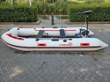 Rubberboot 3,70 m + Fluistermotor 55 lbs + 2x 100Ah accu's beschikbaar voor biedingen