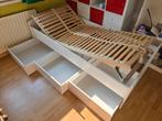 Eenpersoonsbed met 3 laden / 3 lades en verstelbare bodem, Ophalen, 90 cm, Eenpersoons, Wit