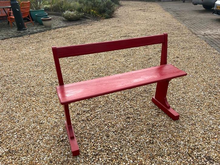 Oud schoolbankje - rood, Antiek en Kunst, Antiek | Meubels | Stoelen en Banken, Ophalen