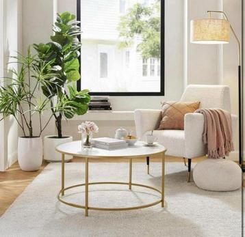 Round Coffee Table, Living Room Table with Steel Frame NIEUW beschikbaar voor biedingen