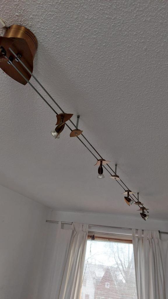plafondlamp/railsysteem met 5 lampen, Huis en Inrichting, Lampen | Plafondlampen, Gebruikt, Metaal, Ophalen