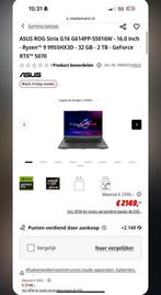 ASUS ROG Strix G16 RTX 5070 - Ryzen 9 - 32GB/2TB, Computers en Software, Windows Laptops, Met videokaart, 2TB, ASUS, Ophalen of Verzenden