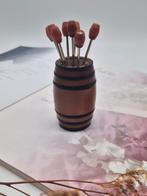 Vintage Cocktailvorkjes in Houten Tonnetje, Antiek en Kunst, Ophalen of Verzenden