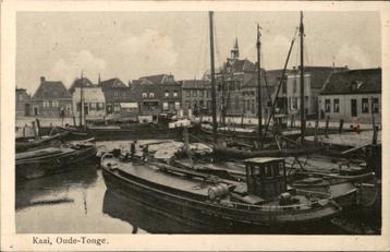 Oude Tonge Kaai met schepen st 1928  Prachtkaart