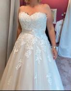 Trouwjurk Ivoor maat 42 met sluier, Ophalen of Verzenden, Zo goed als nieuw, Beige, Trouwjurk