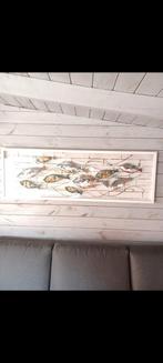 Wanddecoratie vissen, glas ervoor,, Antiek en Kunst, Ophalen