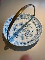 Meissen blauw wit Zwiebelmuster serveerschaal met hengsel, Ophalen of Verzenden