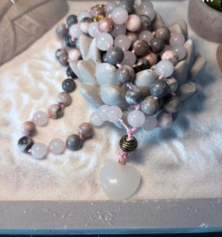 Mala Natuursteen Kralen Ketting, Sieraden, Tassen en Uiterlijk, Armbanden, Nieuw, Overige materialen, Roze, Met edelsteen, Verzenden