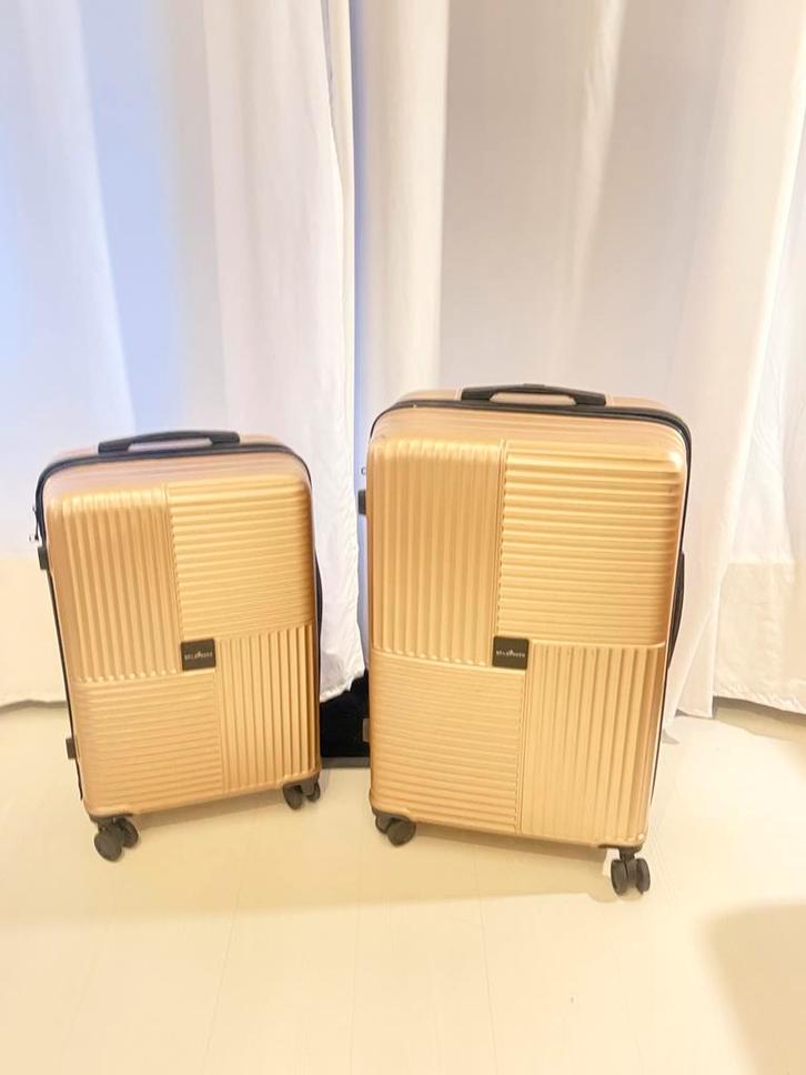 Gouden Koffers Set (XL & L) - Gebruikt, Sieraden, Tassen en Uiterlijk, Koffers, Gebruikt, Hard kunststof, 70 cm of meer, 45 tot 55 cm