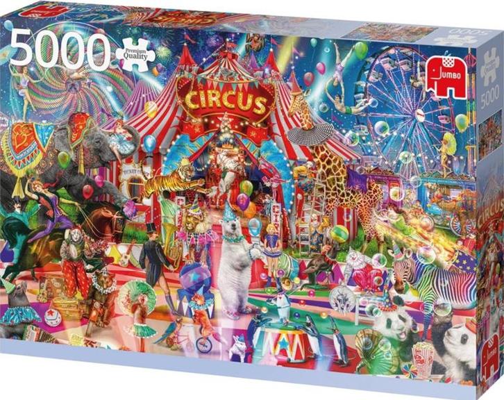 Jumbo - A Night at the Circus - 5000 stukjes (AANBIEDING), Hobby en Vrije tijd, Denksport en Puzzels, Nieuw, Legpuzzel, Meer dan 1500 stukjes