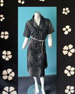 Vintage jaren 70 jurk zwart/creme gebloemd maat 42, Kleding | Dames, Verzenden, Zwart, Maat 42/44 (L), Vintage