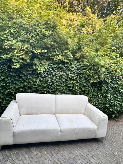 Off white witte linnen, katoenen bank, voor tweede ronde, Huis en Inrichting, Banken | Bankstellen, Gebruikt, 75 tot 100 cm, Ophalen