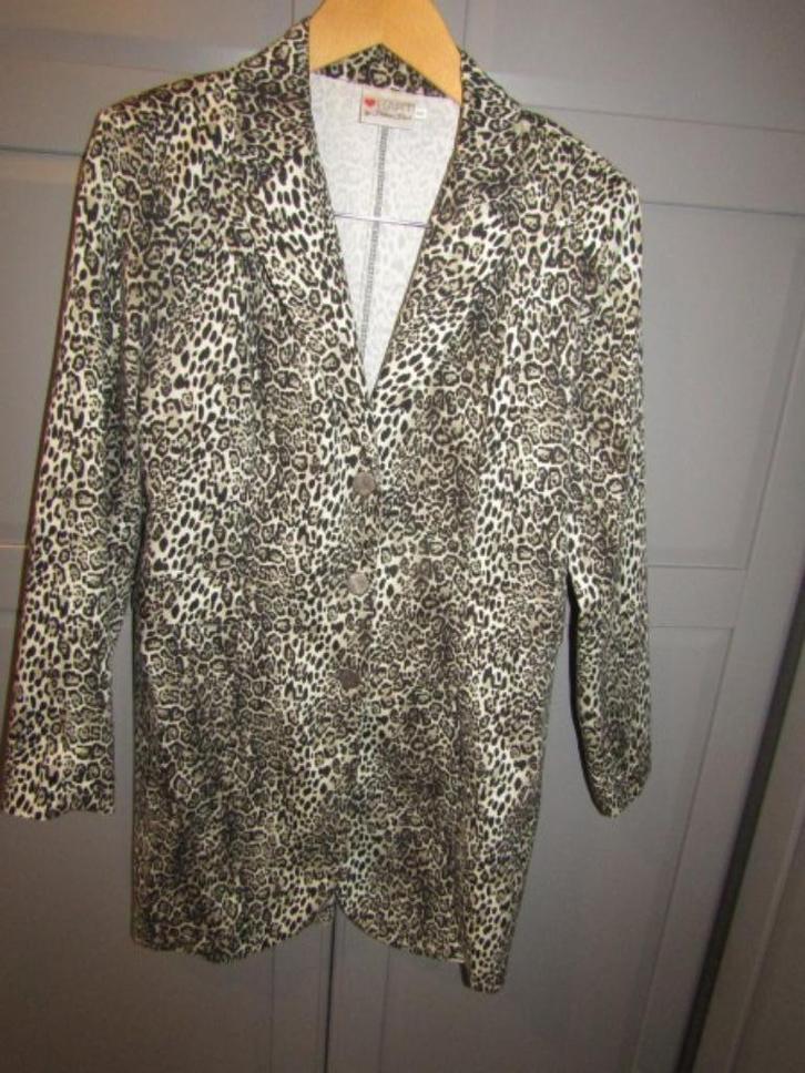 G625 Helena Hart mt XXL jasje colbert beige zwart lang, Kleding | Dames, Jasjes, Kostuums en Pakken, Zo goed als nieuw, Jasje