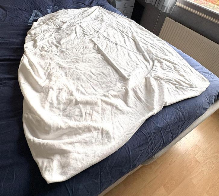 matrasovertrek hoeslaken + molton stretch afgeschuind 2-pers, Caravans en Kamperen, Caravan accessoires, Zo goed als nieuw, Ophalen of Verzenden