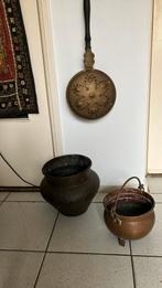 2 koperen potten en antieke bedpan, Antiek en Kunst, Antiek | Koper en Brons, Ophalen, Koper