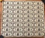 USA vel ongesneden 32 x 2 dollar biljetten K11 Dallas, Postzegels en Munten, Bankbiljetten | Amerika, Ophalen of Verzenden, Noord-Amerika