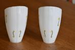 Jaren 50 kelk glazen lampenkapjes geel wit vintage, Ophalen of Verzenden, Wit, Overige vormen, Minder dan 25 cm