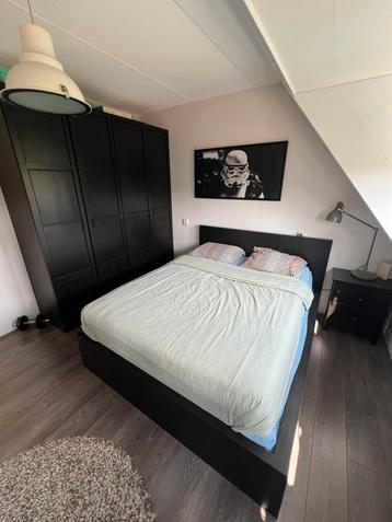 Twee persoons bed, 160x200 (ikea Malm, zwartbruin)