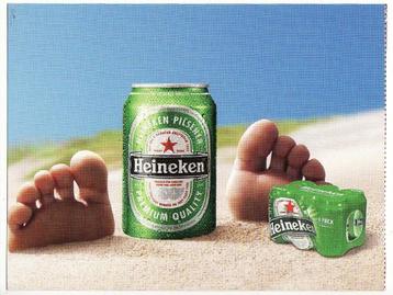 Heineken reclamekaart -'Biertje aan het strand' - bierblikje