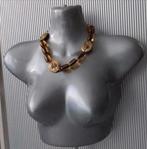 Manouk - ketting met glaskralen, Sieraden, Tassen en Uiterlijk, Kettingen, Verzenden, Nieuw, Bruin, Overige materialen