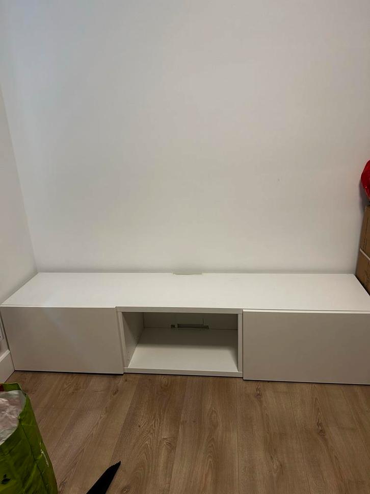 Wit Hoogglans TV Meubel, Huis en Inrichting, Kasten | Televisiemeubels, Gebruikt, Minder dan 100 cm, 150 tot 200 cm, 25 tot 50 cm