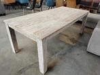 Eettafel Teak White Wash 220 x 100cm. Nieuw/demo, Huis en Inrichting, Tafels | Eettafels, Ophalen, 100 tot 150 cm, Teakhout, Vijf personen of meer