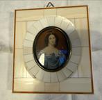 Antiek portret miniatuur in been frame, Antiek en Kunst, Ophalen of Verzenden